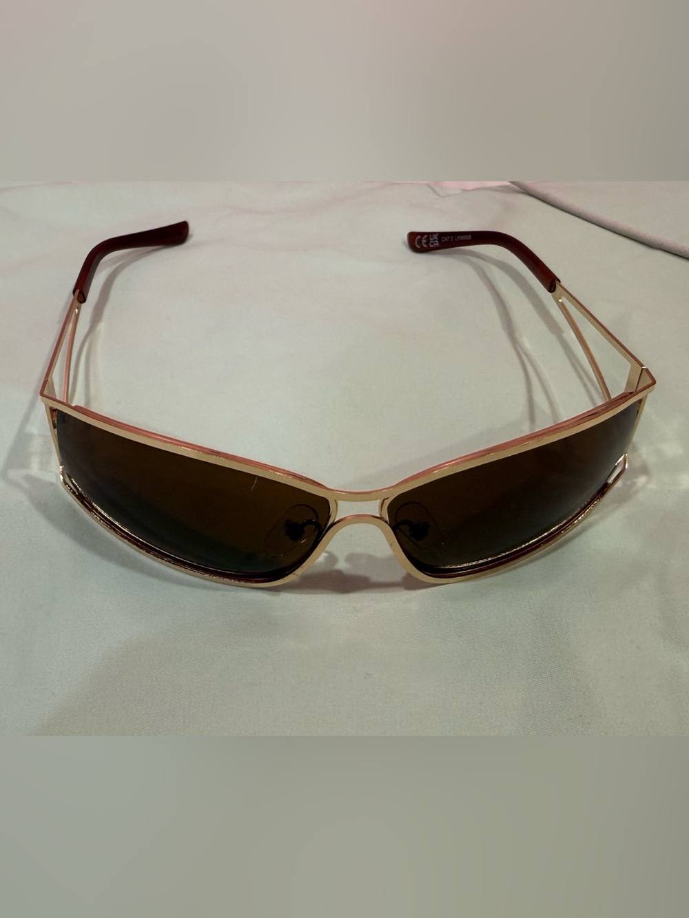 Women's Brown Gradient Shield Sunglasses with Rose Gold Frame